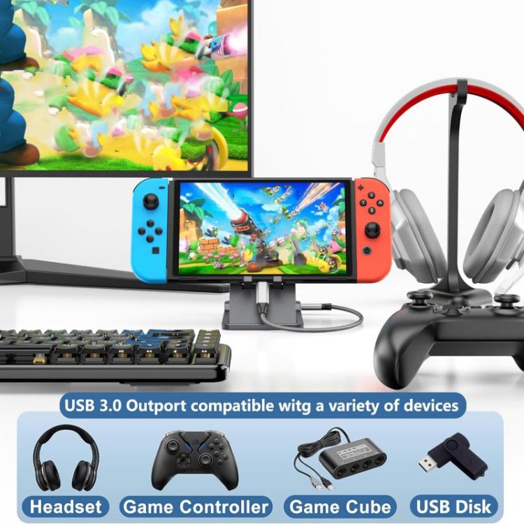 For Nintendo Switch / Switch 2 / Switch OLED Game Console Base HD Video Converter 3 In 1 Expansion Dock For TV Screen Mirroring(Tarnish) - Holder by buy2fix | Online Shopping UK | buy2fix