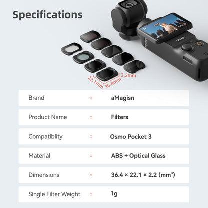 For DJI Osmo Pocket 3 aMagisn Adjustable Magnetic Filter Camera Lens Filters ND4/16/64/256 - Lens Accessories by aMagisn | Online Shopping UK | buy2fix
