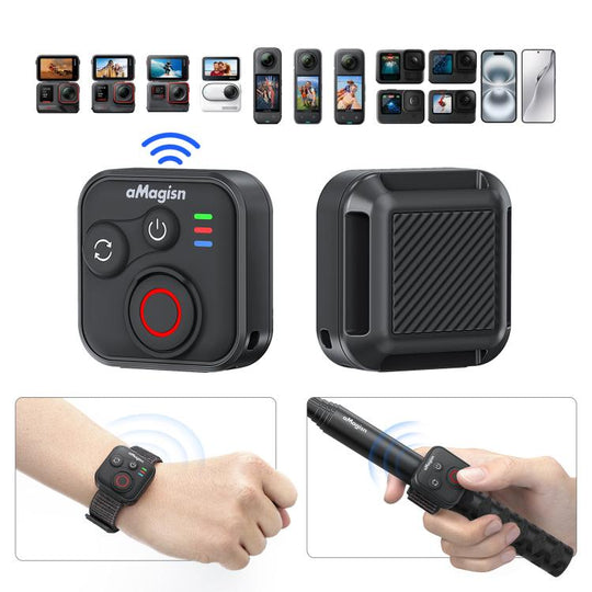 aMagisn Wireless Bluetooth Remote Control for Insta360, GoPro Hero Cameras & Smartphones - 50m Long Range