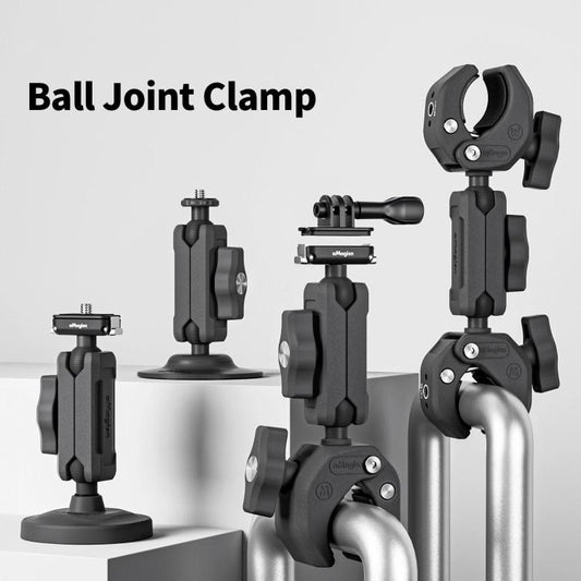 aMagisn Metal Arm Clamp Mount Adhesive Base with 1/4-inch Joint Ball For Insta360, DJI, GoPro Cameras(Black) - Holder by aMagisn | Online Shopping UK | buy2fix