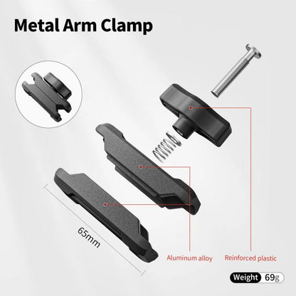 aMagisn Metal Arm Clamp Mount Adhesive Base with 1/4-inch Joint Ball For Insta360, DJI, GoPro Cameras(Black) - Holder by aMagisn | Online Shopping UK | buy2fix
