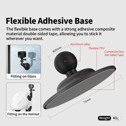 aMagisn Metal Arm Clamp Mount Adhesive Base with 1/4-inch Joint Ball For Insta360, DJI, GoPro Cameras(Black) - Holder by aMagisn | Online Shopping UK | buy2fix