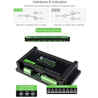 Waveshare Modbus RTU 8-Channel RS485 Relay Module With Digital Input Multi Isolation Protection Circuits, 7~36V Power Supply - Module by Waveshare | Online Shopping UK | buy2fix