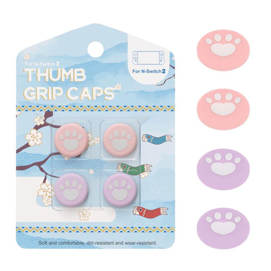 For Nintendo Switch 2 Joy-Con 2pairs Claw-Print Silicone Thumb Grip Caps Button Covers(Pink Purple) - Cases by buy2fix | Online Shopping UK | buy2fix
