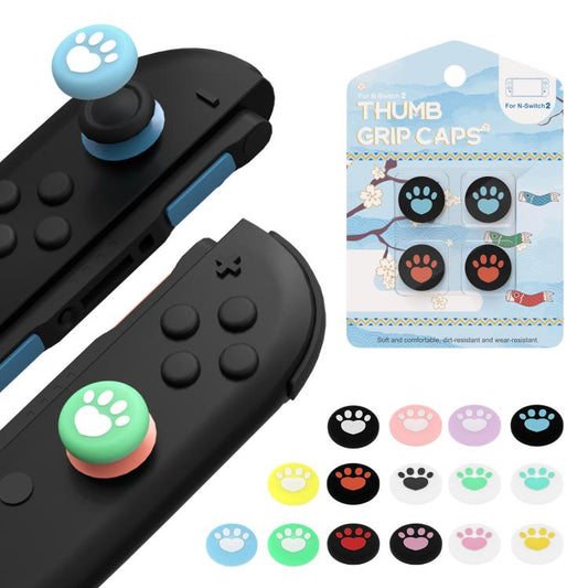 For Nintendo Switch 2 Joy-Con 2pairs Claw-Print Silicone Thumb Grip Caps Button Covers(Pink Purple) - Cases by buy2fix | Online Shopping UK | buy2fix