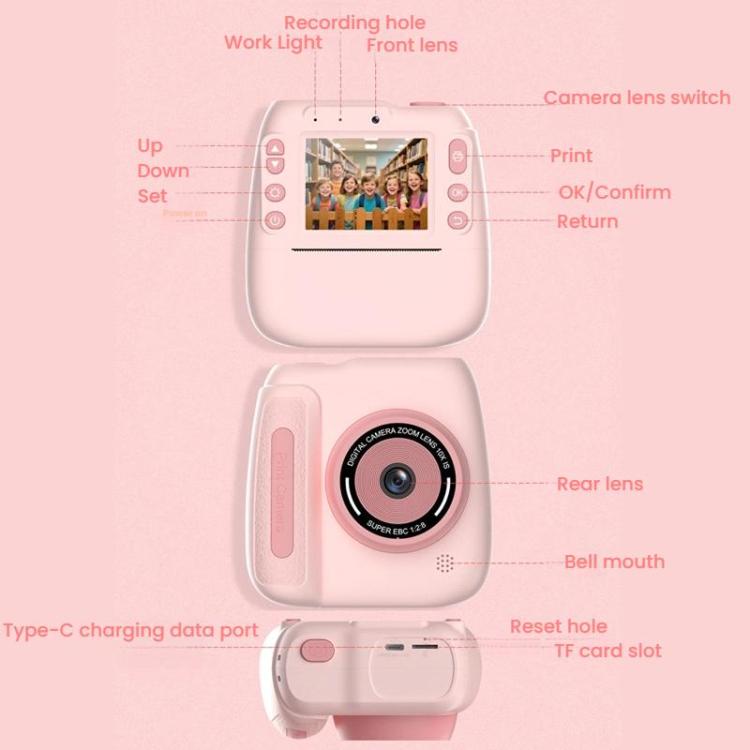 Children Instant Print Digital Camera Dual Front Rear Cameras HD Mini Camera(Blue) - Children Cameras by buy2fix | Online Shopping UK | buy2fix