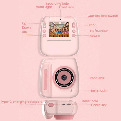 Children Instant Print Digital Camera Dual Front Rear Cameras HD Mini Camera(Blue) - Children Cameras by buy2fix | Online Shopping UK | buy2fix