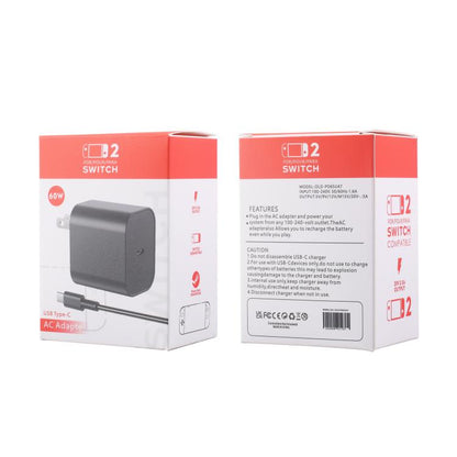 For Nintendo Switch 2 Fast Charger 60W Power Adapter Wall Plug With USB-C Cable UK Plug - Charger & Power by buy2fix | Online Shopping UK | buy2fix