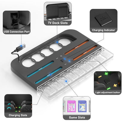 For Nintendo Switch 2  Console and Joy-Con Controllers Charging Dock with RGB Lighting, 9 Game Card Slots - Charger & Power by buy2fix | Online Shopping UK | buy2fix