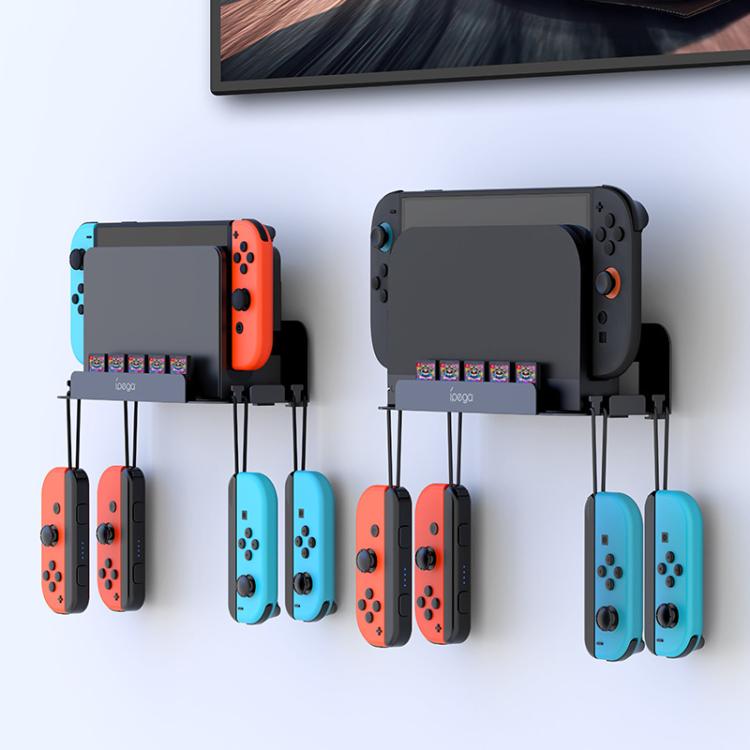 For Nintendo Switch 2 iPega Wall-Mounted Steel Organizer Gaming Shelf with 5 Game Card Slots & 4 Controller Hook - Holder by ipega | Online Shopping UK | buy2fix