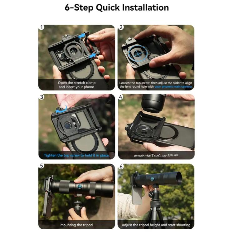 APEXEL TeleCular 3 20X-60X Zoom Lens Kit for Smartphones HD Super Telephoto Long-Range Shooting with Tripod Adapter - Combination Lens by APEXEL | Online Shopping UK | buy2fix