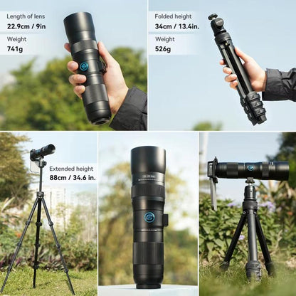 APEXEL TeleCular 3 20X-60X Zoom Lens Kit for Smartphones HD Super Telephoto Long-Range Shooting with Tripod Adapter - Combination Lens by APEXEL | Online Shopping UK | buy2fix