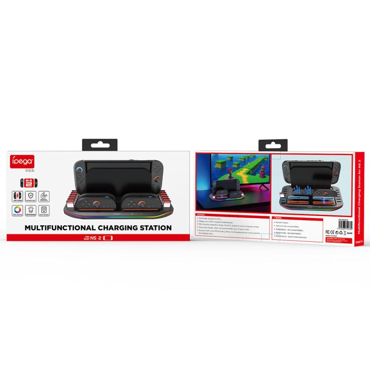 For Nintendo Switch 2 ipega PG-SW2210 Console Joy-Con Controllers Charging Dock, 4 Charging Ports+Touch Control Lighting Effects+12 Game Card Slots - Charger & Power by ipega | Online Shopping UK | buy2fix