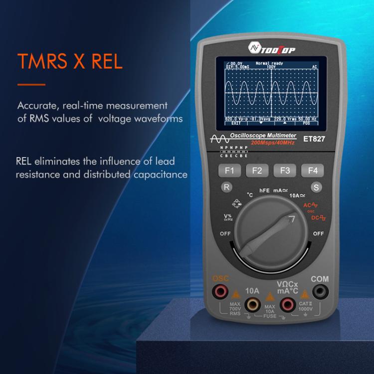 TOOLTOP ET827 Oscilloscope Multimeter 200Msps Sampling Rate 40MHz Oscilloscope + Multimeter 2 In 1 - Digital Multimeter by TOOLTOP | Online Shopping UK | buy2fix