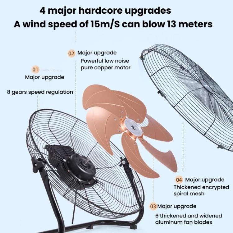 16 inch 8 Gears 6 Blades Powerful High Power Floor Fan Industrial Electric Fan, CN Plug - Electric Fans by buy2fix | Online Shopping UK | buy2fix