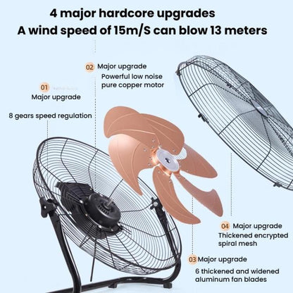 16 inch 8 Gears 6 Blades Powerful High Power Floor Fan Industrial Electric Fan, CN Plug - Electric Fans by buy2fix | Online Shopping UK | buy2fix