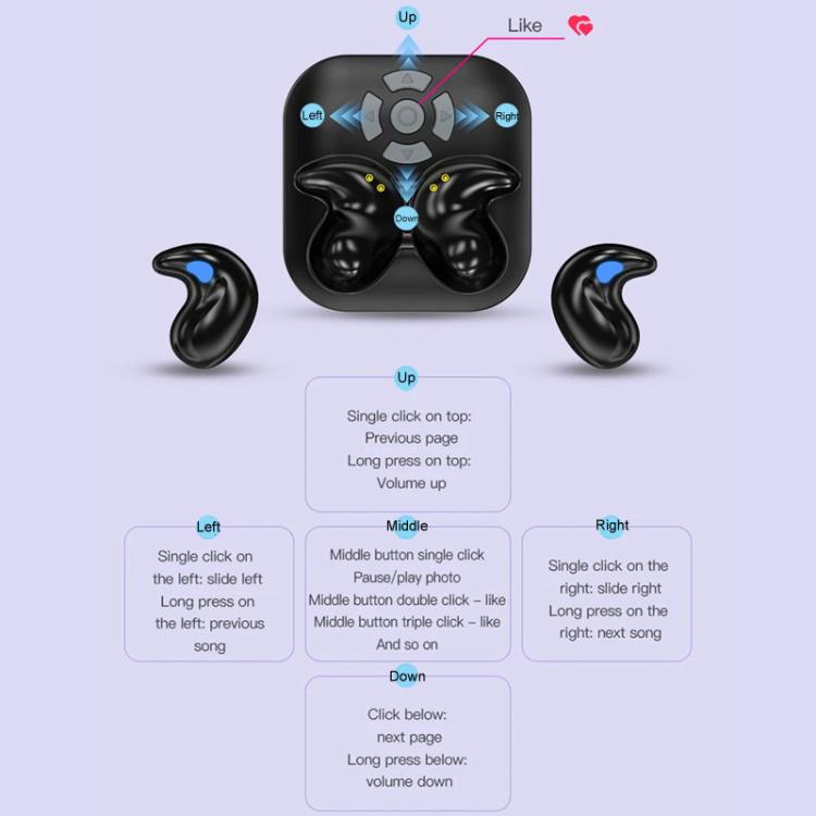 Bluetooth Sleep Earphones Video Like Remote Control E-book Page Turner(Skin Color) - Bluetooth Earphone by buy2fix | Online Shopping UK | buy2fix