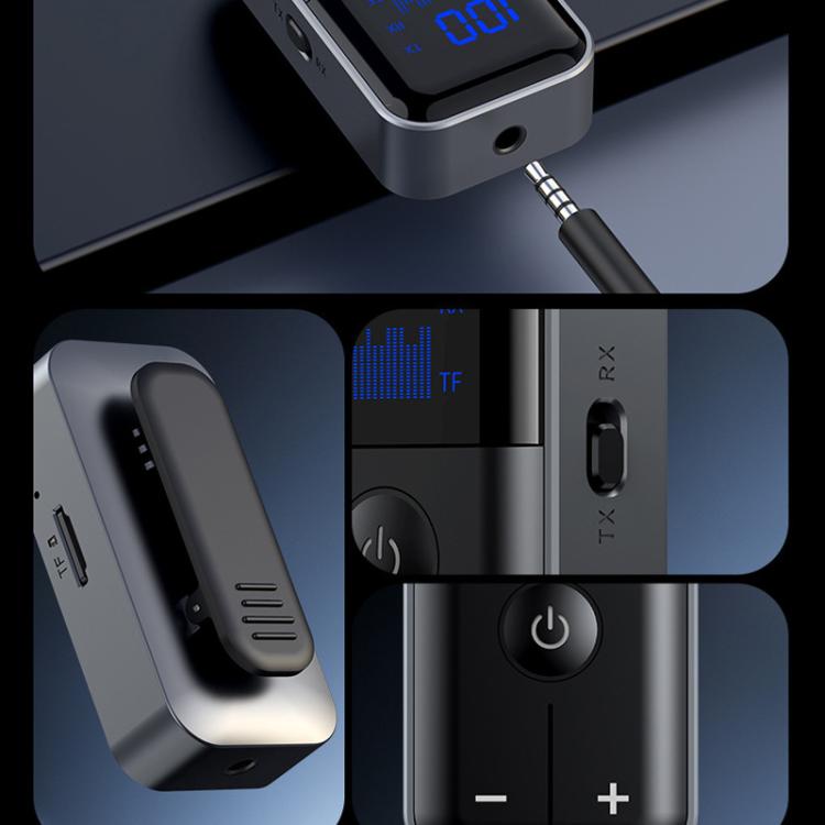 2-In-1 Bluetooth 5.4 Transmitter & Receiver AUX Car/Travel Adapter with 3.5mm Jack, TF Card Slot, Lapel Clip Design - Audio Receiver Transmitter by buy2fix | Online Shopping UK | buy2fix