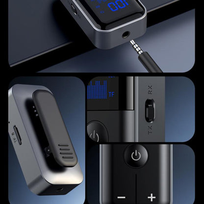 2-In-1 Bluetooth 5.4 Transmitter & Receiver AUX Car/Travel Adapter with 3.5mm Jack, TF Card Slot, Lapel Clip Design - Audio Receiver Transmitter by buy2fix | Online Shopping UK | buy2fix