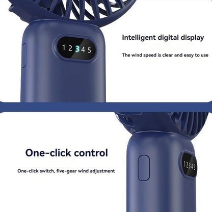 5-speed Wind Speed Handheld USB Charging Small Fan With Desktop Stand(Dark Blue) - Electric Fans by buy2fix | Online Shopping UK | buy2fix