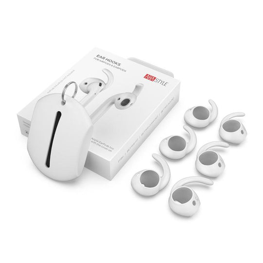 For AirPods 1 / 2 AhaStyle PT60 3pairs S+M+L Earphone Silicone Earmuffs Loss Prevention Earbud Caps(White)