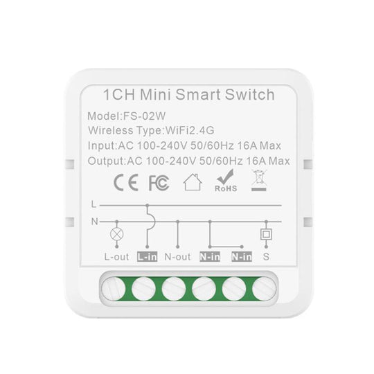 FS-02W 1CH WiFi 16A Smart Switch Voice Timer Switch For Amazon Alexa / Google Assistant