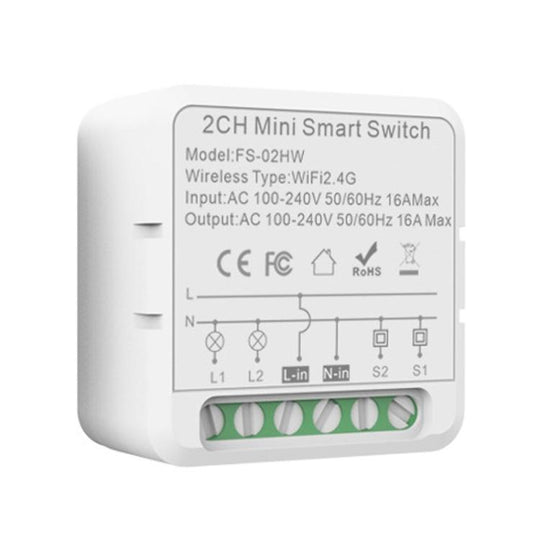 FS-02HW 2CH WiFi+Bluetooth 16A Smart Switch Voice Timer Switch For Amazon Alexa / Google Assistant
