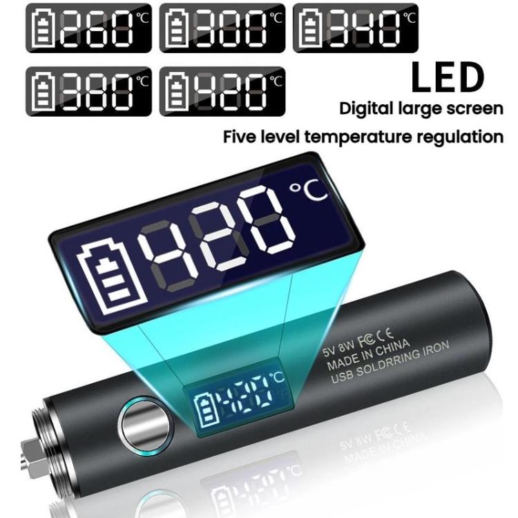 Mini USB Portable Wireless Digital Display Soldering Iron, Specification: Large 1400 mAh + Blade + Horseshoe Head - Electric Soldering Iron by buy2fix | Online Shopping UK | buy2fix