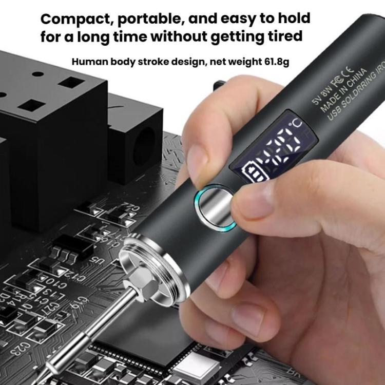 Mini USB Portable Wireless Digital Display Soldering Iron, Specification: Small 850 mAh + Blade + Horseshoe Head - Electric Soldering Iron by buy2fix | Online Shopping UK | buy2fix