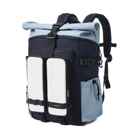 Tigernu Unisex Waterproof Travel Backpack Roll-Top Expandable Design with 15.6-inch Laptop & Tablet Compartment(Sky Blue)