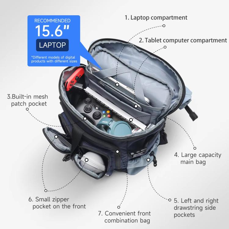 Tigernu Unisex Waterproof Travel Backpack Roll-Top Expandable Design with 15.6-inch Laptop & Tablet Compartment(Black) - Backpack by Tigernu | Online Shopping UK | buy2fix
