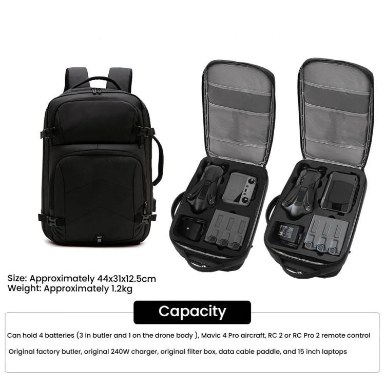 For DJI Mavic 4 Pro Fly More Combo / Creator Combo Backpack 15-inch Laptop Bag(Black) - Backpacks & Bags by buy2fix | Online Shopping UK | buy2fix