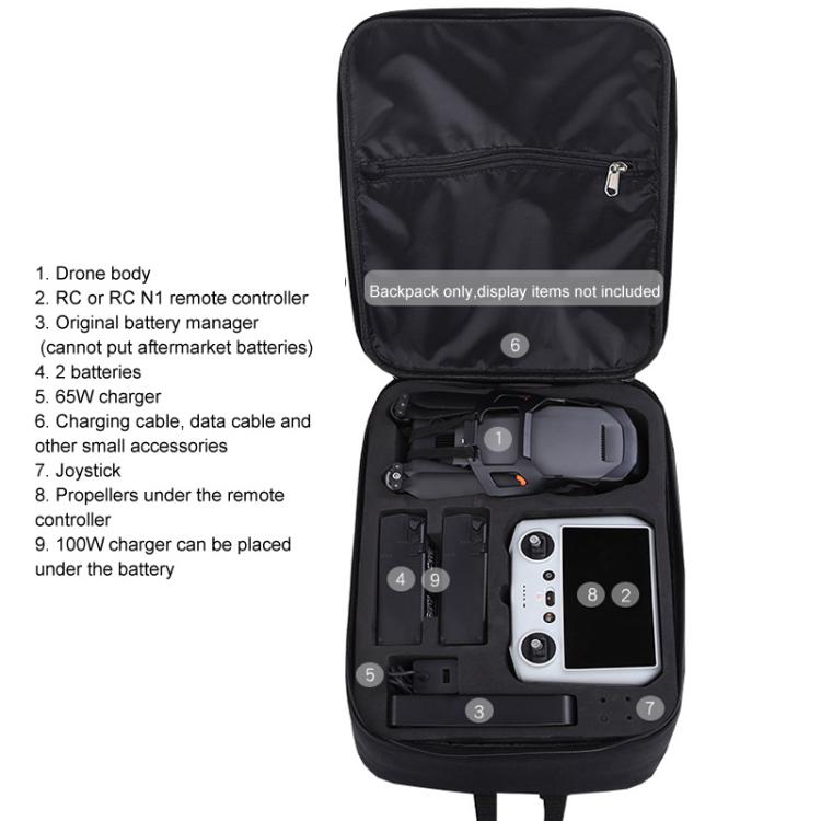 For DJI Mavic 3 Classic/Mavic 3 Pro Backpack Storage Bag Compatible with RC-N1/RC Remote Controller(Black) - Backpacks & Bags by buy2fix | Online Shopping UK | buy2fix
