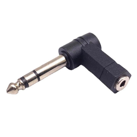 6.35mm To 3.5mm Plug 90 Degree Headphone Microphone Audio Adapter(Black)