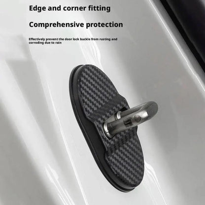5sets Door Latch Protector Plastic Door Latch Cover Shock Absorbing Noise Reducing Soundproofing Adhesive Sticker(Black) - Seat Accessories by buy2fix | Online Shopping UK | buy2fix