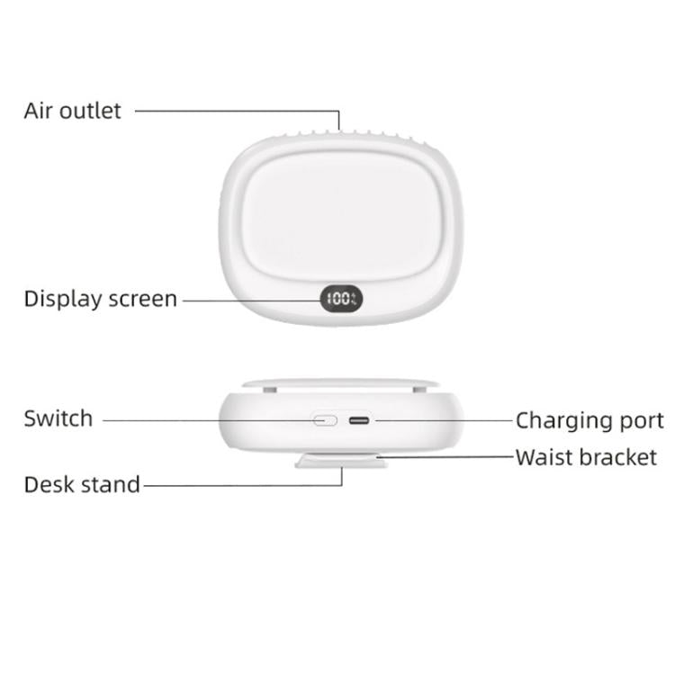 USB Outdoor High-power Bladeless Waist-hanging Portable Fan(DQ239 Black) - Electric Fans by buy2fix | Online Shopping UK | buy2fix