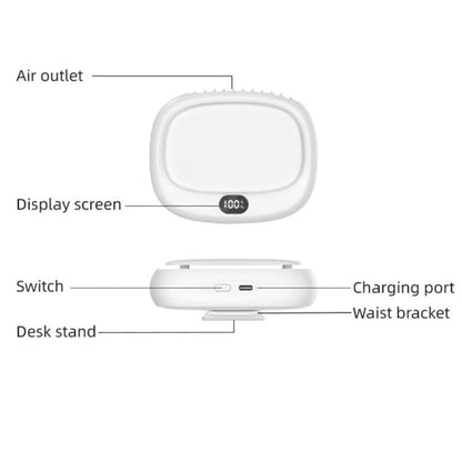 USB Outdoor High-power Bladeless Waist-hanging Portable Fan(DQ239 White) - Electric Fans by buy2fix | Online Shopping UK | buy2fix