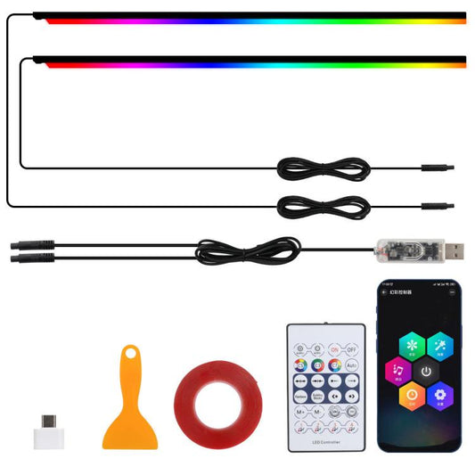 3 Control App Remote Control Colorful Car Interior Ambient Lighting Modified LED Acrylic USB Car Ambient Lighting, Spec: 110cm x 2 2 In 1 - Atmosphere lights by buy2fix | Online Shopping UK | buy2fix