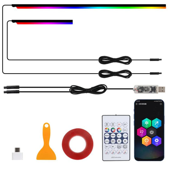 3 Control App Remote Control Colorful Car Interior Ambient Lighting Modified LED Acrylic USB Car Ambient Lighting, Spec: 110cm+35cm 2 In 1