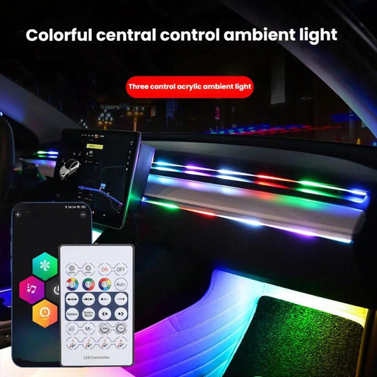 3 Control App Remote Control Colorful Car Interior Ambient Lighting Modified LED Acrylic USB Car Ambient Lighting, Spec: 110cm x 3 3 In 1 - Atmosphere lights by buy2fix | Online Shopping UK | buy2fix