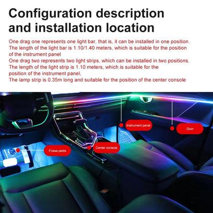 3 Control App Remote Control Colorful Car Interior Ambient Lighting Modified LED Acrylic USB Car Ambient Lighting, Spec: 110cm x 2 2 In 1 - Atmosphere lights by buy2fix | Online Shopping UK | buy2fix