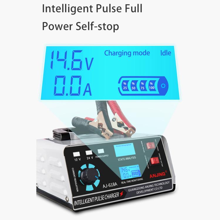 ANJING 12-24V Car Motorcycle Battery Charger Pure Copper Intelligent Pulse Repair, Specification: UK Plug - Battery Charger by buy2fix | Online Shopping UK | buy2fix