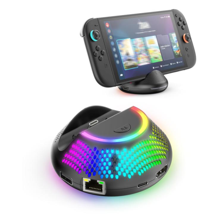 For Nintendo Switch 2 JYS 4K 60Hz TV Dock 5-In-1 HUB With Gigabit Ethernet Port RGB Ambient Lighting - Charger & Power by JYS | Online Shopping UK | buy2fix