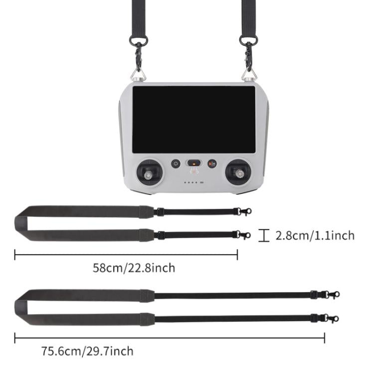 For DJI RC/RC 2/RC Pro/RC Plus Adjustable Soft Leather Neck Strap Dual-Hook Hands-Free Shoulder Belt(Black) - Other by buy2fix | Online Shopping UK | buy2fix