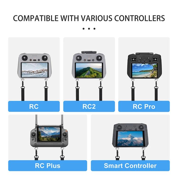 For DJI RC/RC 2/RC Pro/RC Plus Adjustable Soft Leather Neck Strap Dual-Hook Hands-Free Shoulder Belt(Black) - Other by buy2fix | Online Shopping UK | buy2fix