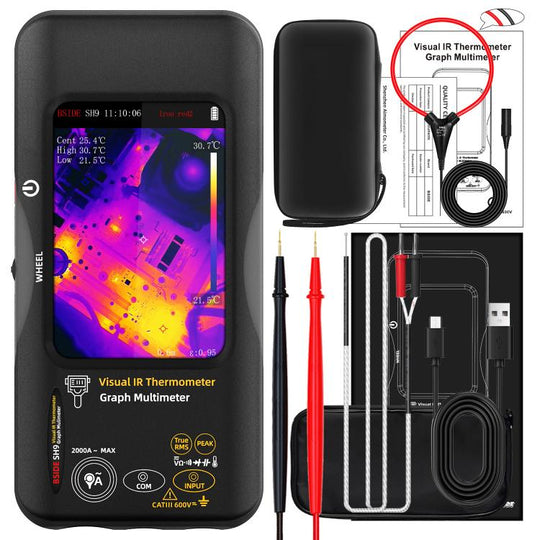 Standard+Flexible Coil BSIDE SH9 Infrared Thermal Imaging Multimeter Touchscreen High-Definition Thermal Imaging Thermometer Electrical Floor Heating Inspection