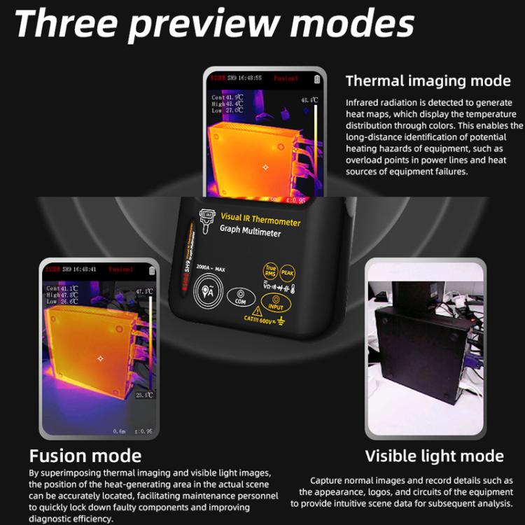 Standard+Flexible Coil BSIDE SH9 Infrared Thermal Imaging Multimeter Touchscreen High-Definition Thermal Imaging Thermometer Electrical Floor Heating Inspection - Thermostat & Thermometer by BSIDE | Online Shopping UK | buy2fix