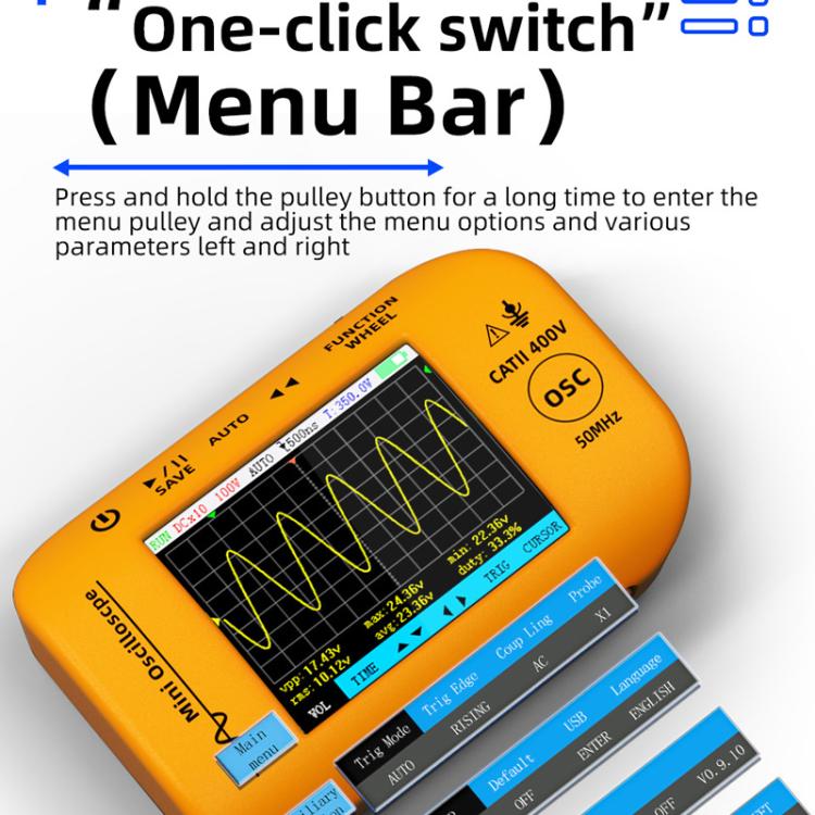 BSIDE OT4 Miniature Oscilloscope Signal Generator Rechargeable Handheld Color Screen 50MHz Oscilloscope - Other Tester Tool by BSIDE | Online Shopping UK | buy2fix