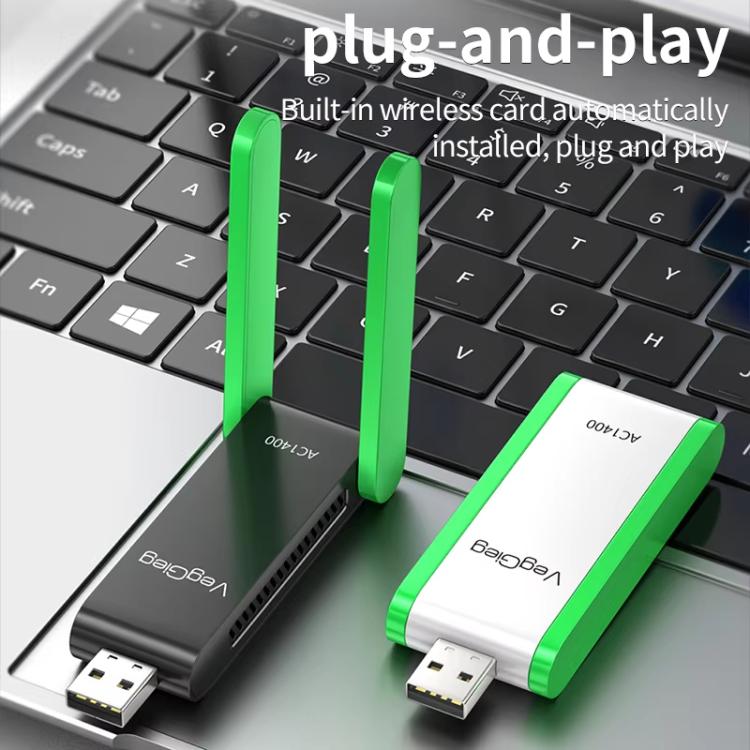 VegGieg 1400Mbps Dual Band WIFI 6 USB Wireless Adapter Driver-Free Network Card  for Desktop PC/Laptop(White) - USB Network Adapter by VegGieg | Online Shopping UK | buy2fix