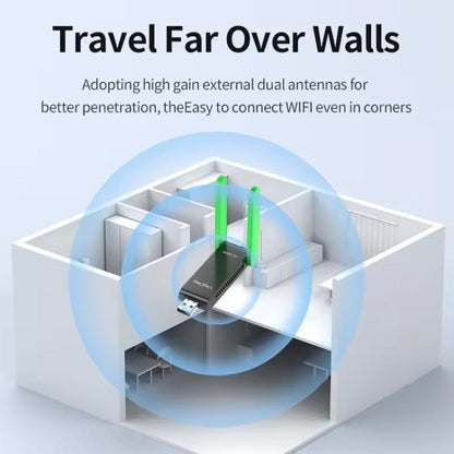 VegGieg 1400Mbps Dual Band WIFI 6 USB Wireless Adapter Driver-Free Network Card  for Desktop PC/Laptop(White) - USB Network Adapter by VegGieg | Online Shopping UK | buy2fix
